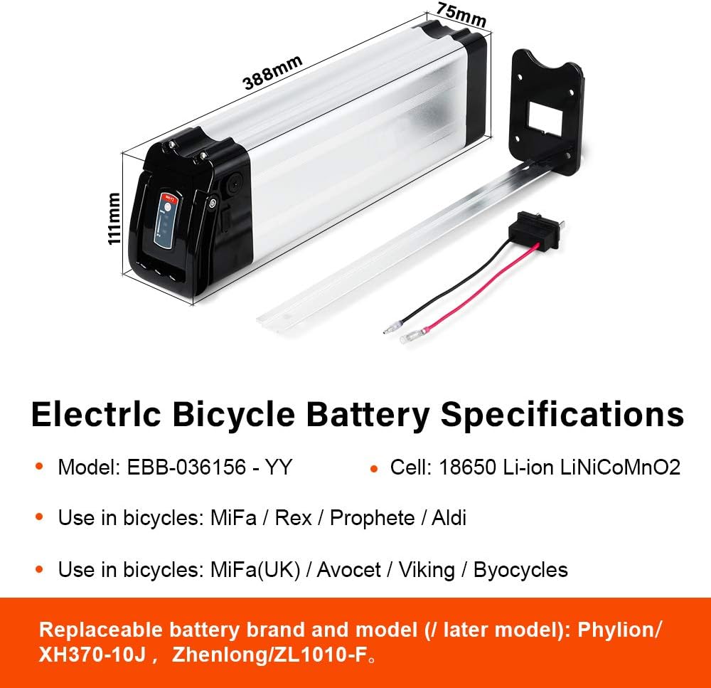 SEASON E-Bike Pedelec Akku Silverfish 36V 15.6Ah 577Wh, passend für 36V 250W/350W/500W Motoren, für