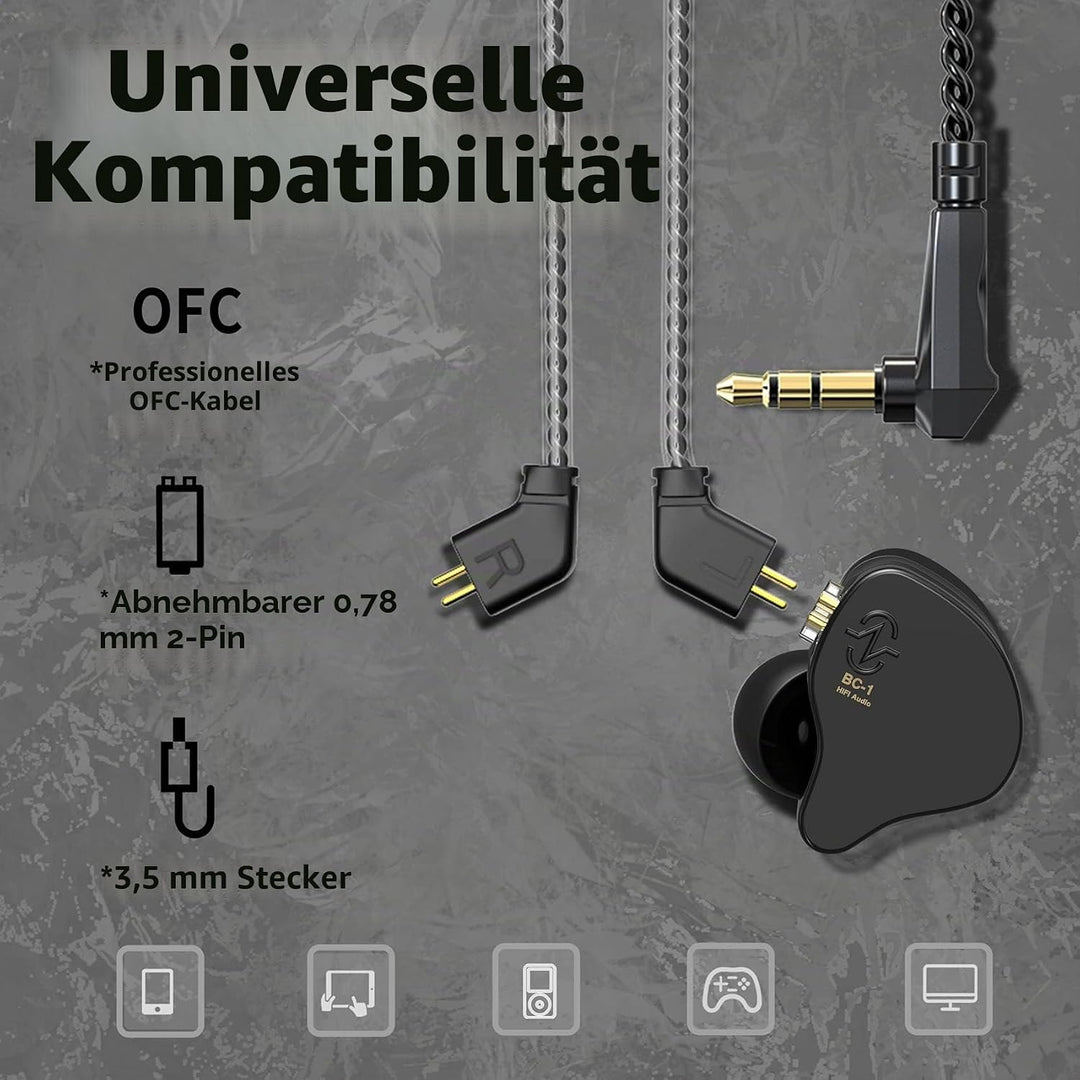 CCZ Melody Inear-Kopfhörer, kabelgebunden, Gaming-Ohrhörer, 1DD, 1BA, Hybrid-Treiber, In-Ear-Kopfhör