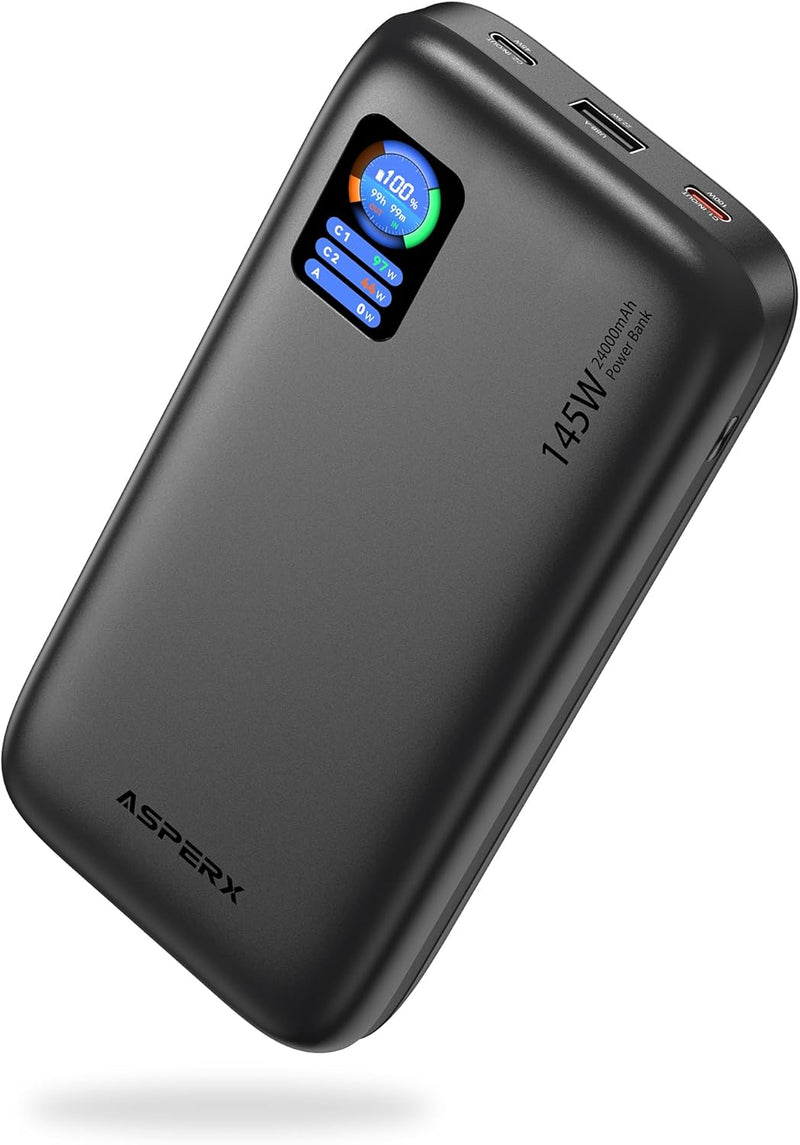 AsperX Power Bank,145W 24000mAh Laptop Powerbank (USB C Input & Output) Schnellladefunktion Externe