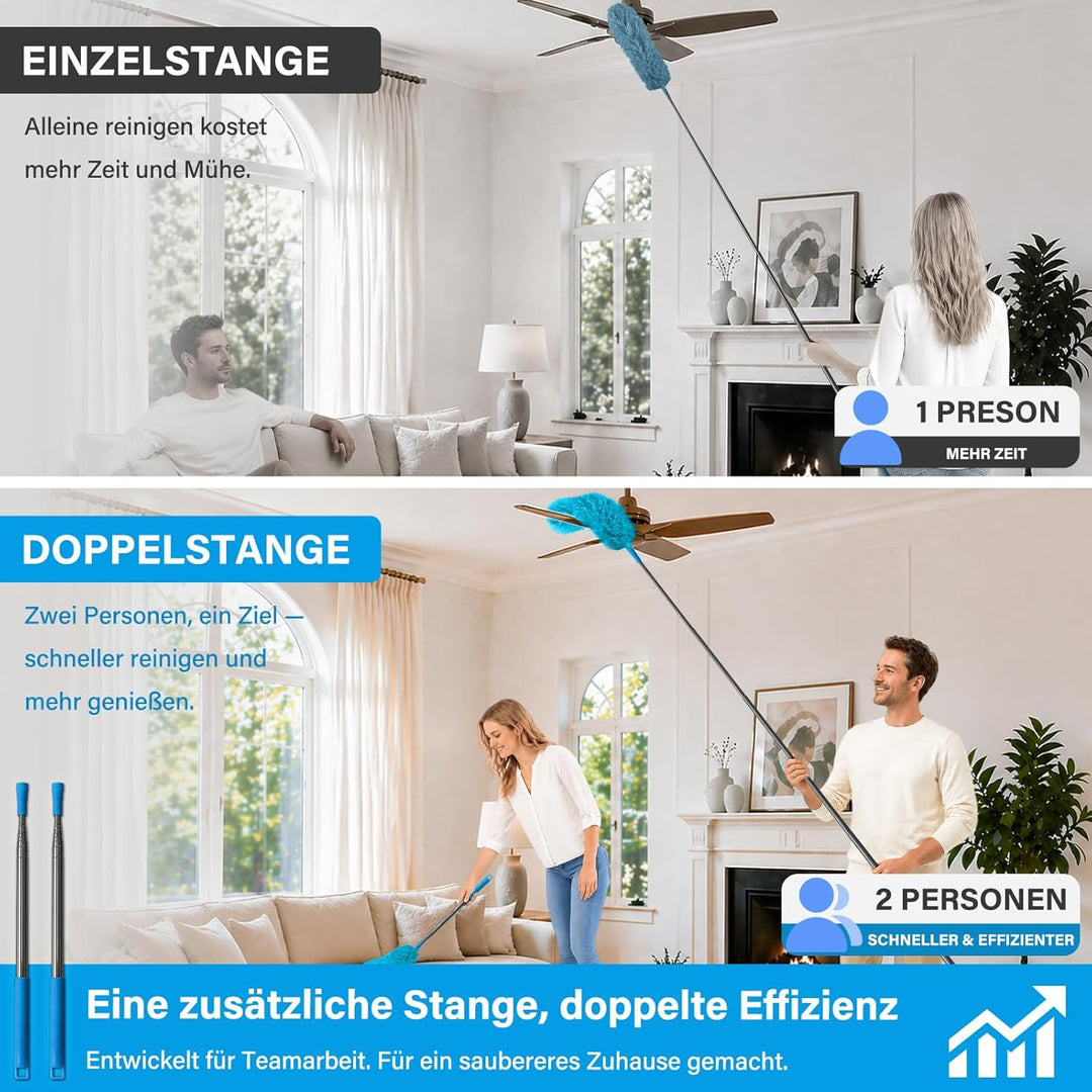 marysgift Staubwedel Teleskop Waschbar Mikrofaser Duster Lang Ausziehbar Bis 250cm,7 Stück Staubwede