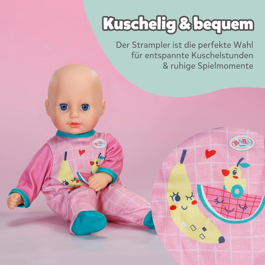 BABY born pinker Strampler - Puppenstrampler mit blauen Details & niedlichem Print - Hochwertige Pup