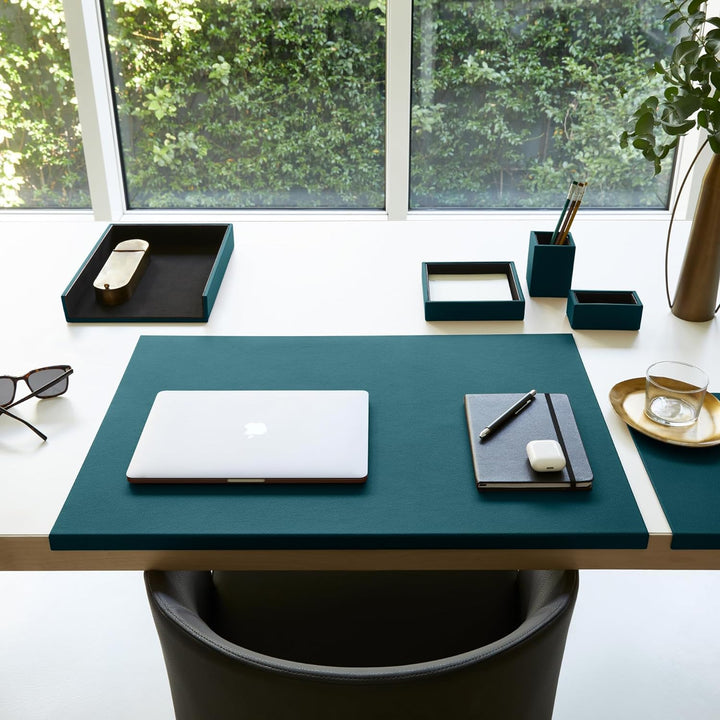 Eglooh - Atena - Ablagefächer für Schreibtisch und Büro Echtes Leder Türkisgrün Blau - Bürobedarf Br