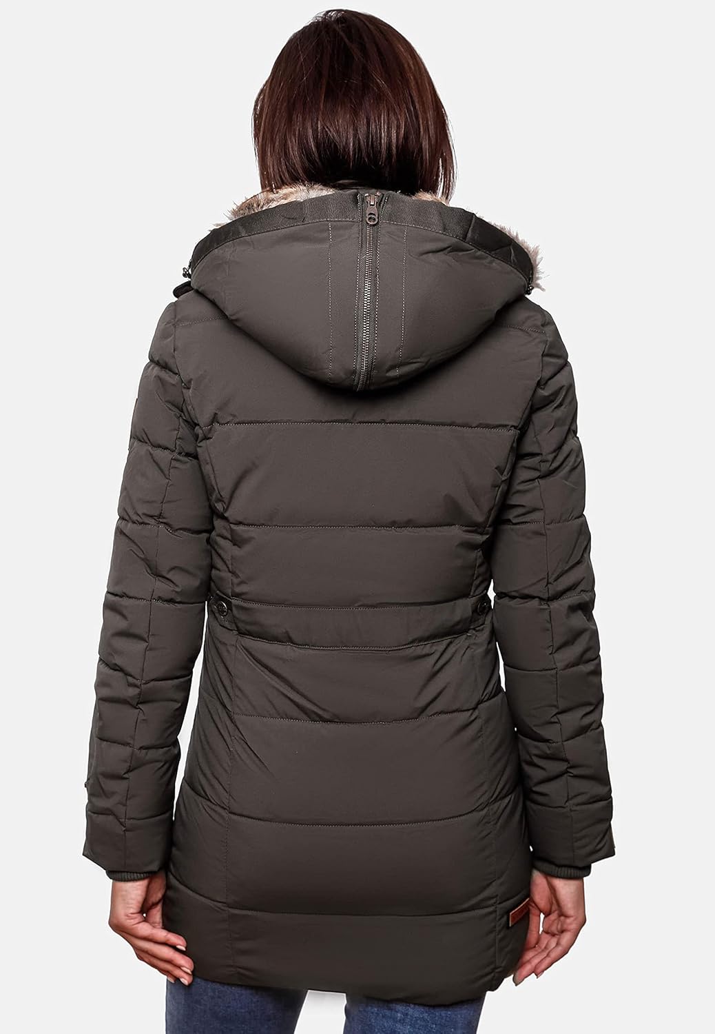 MARIKOO Damen Warmer Winter Steppmantel mit Kapuze Lieblings Jacke XS-XXL XS Anthracite, XS Anthraci