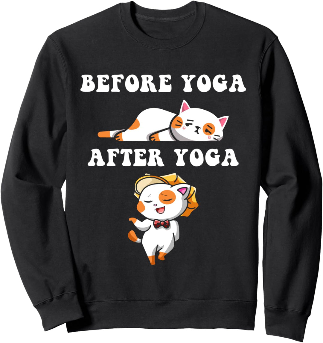 Vor Yoga Nach Yoga Süsse Hübsche Katze Zen Namaste Spirituell Sweatshirt