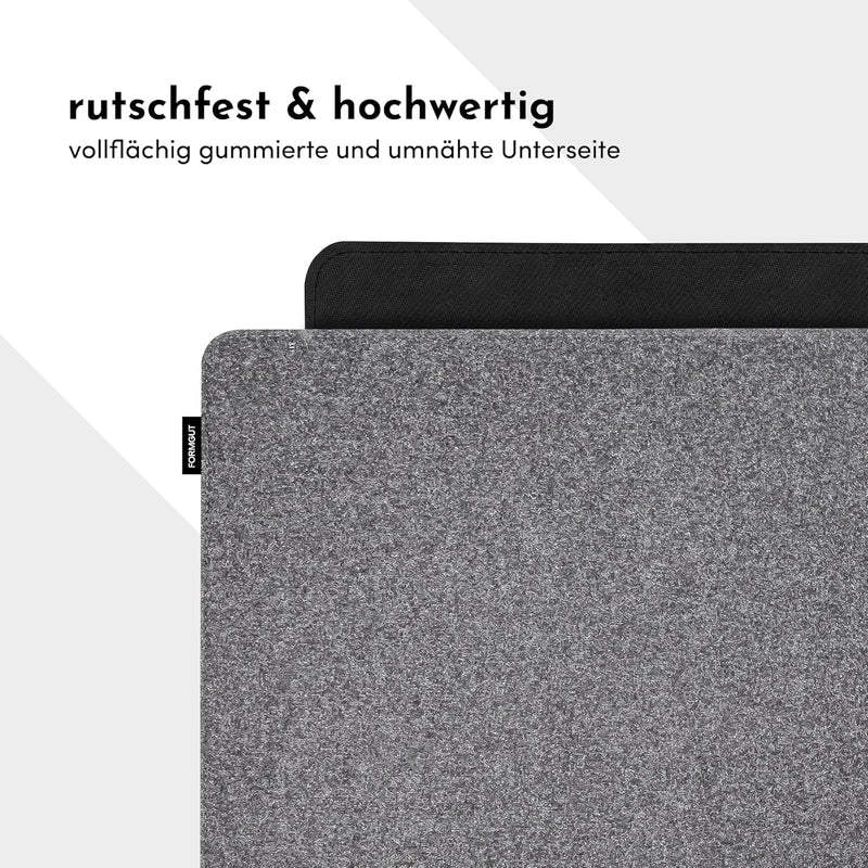 FORMGUT Schreibtischunterlage Filz, Laptop Unterlage, Desk Mat (80x40 cm - Mittelgrau) - Mauspad XXL