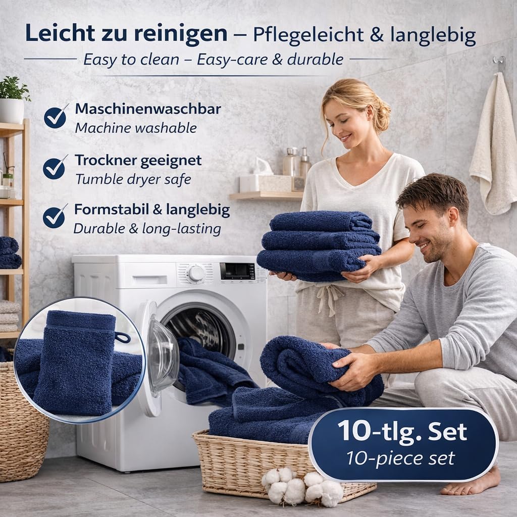 Betz Premium 10er Frottier Handtuch-Set - 2X Liegetücher - 4X Handtücher - 2X Gästetücher - 2X Wasch