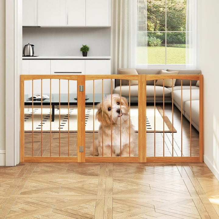 GYMAX Absperrgitter Hund 3-teilig, 159 x 76 cm Faltbar Hundegitter mit 180° Drehung, Schutzgitter Ho