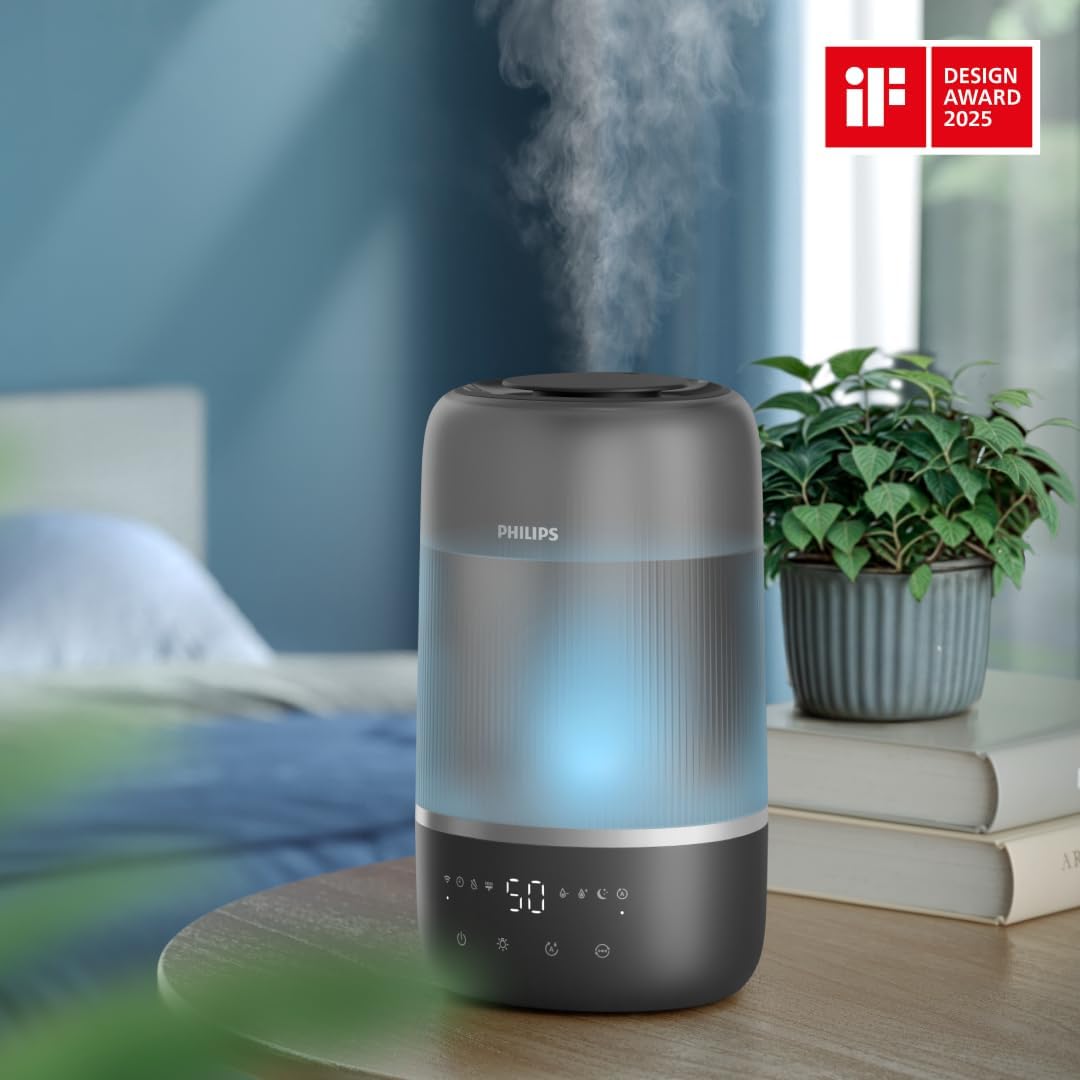 Philips Smart Humidifier - kompakt und dennoch leistungsstark mit himmelhohem Nebel, Aromatherapie,