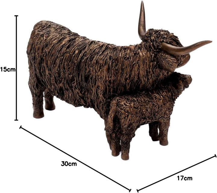 Deko Skulptur Kuh Highland Rinder Bronzefigur Bulle Dekoration Bauernhoftier Kunstfigur Cattle (Mode