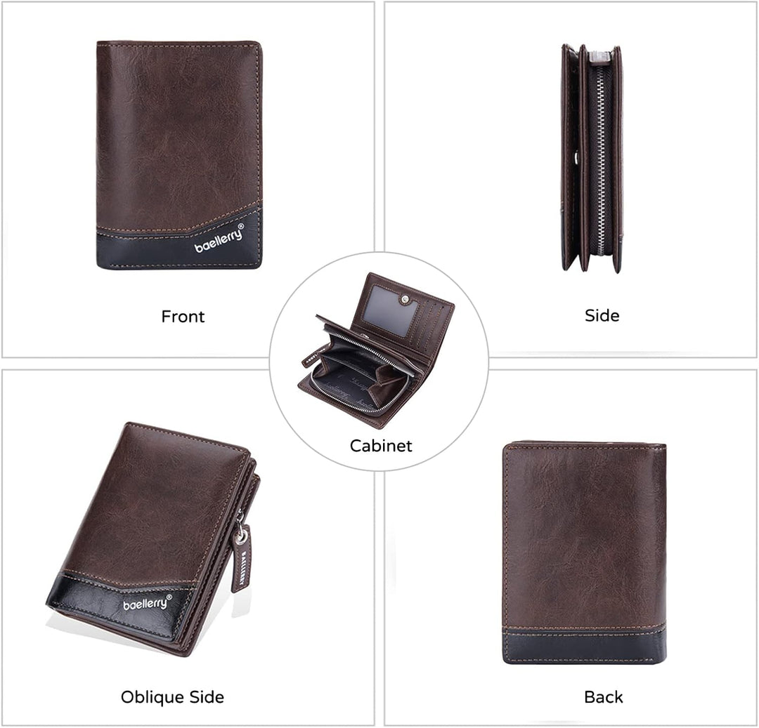 PORRASSO Herren Geldbörse Geldbeutel Kreditkartenetui Leder Brieftasche Wallet Kartenetui Bifold Por