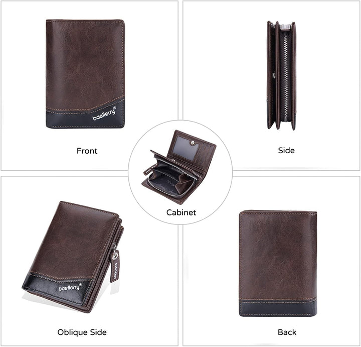 PORRASSO Herren Geldbörse Geldbeutel Kreditkartenetui Leder Brieftasche Wallet Kartenetui Bifold Por
