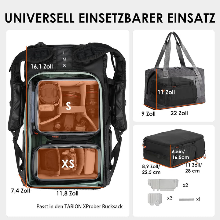 TARION Kamera Einsatztasche Innen Kameratasche: Kamera Einsatz für Rucksack Innentasche Gepolsterte