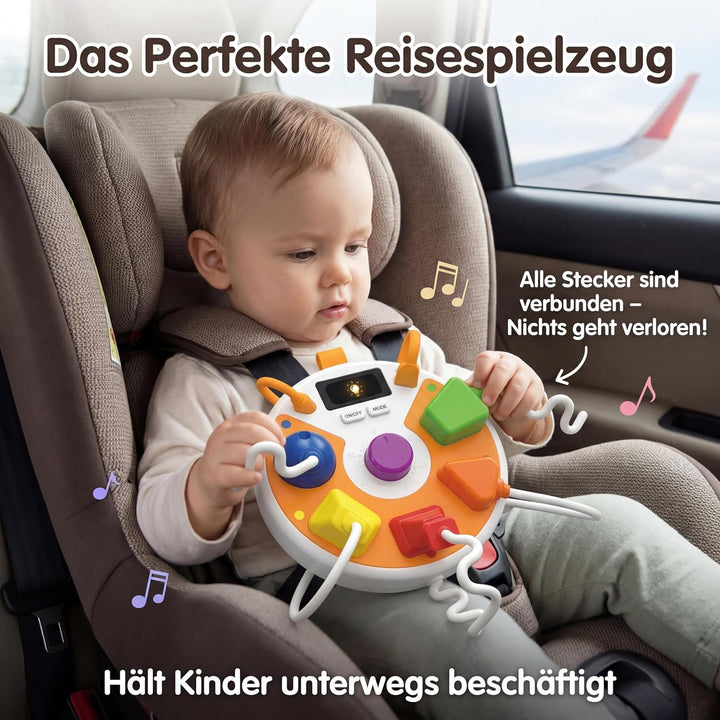Montessori Steckdose Spielzeug 2026 Neuheit, Multifunktionales Busy Board mit Musik & 6 Geräuscheffe