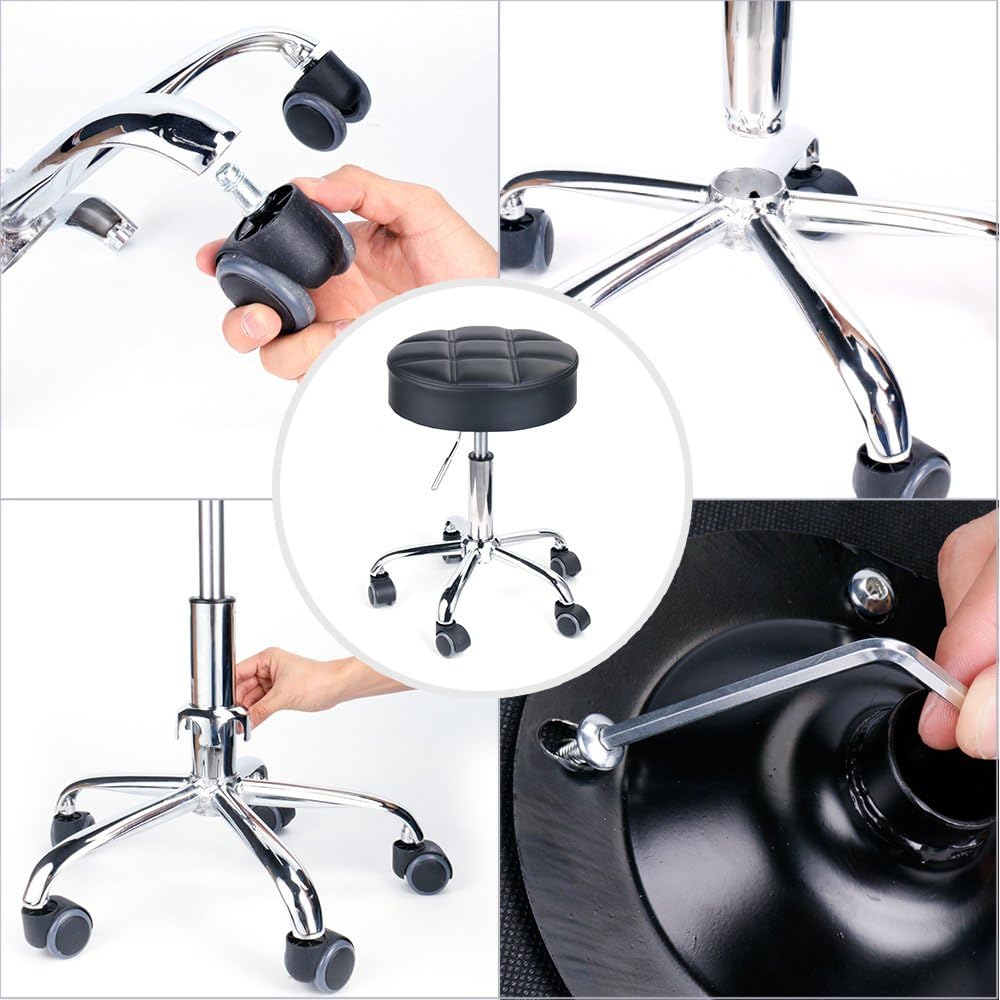 Leader Accessories Drehhocker höhenverstellbar Rollhocker Funktionaler Arbeitshocker Studiohocker im