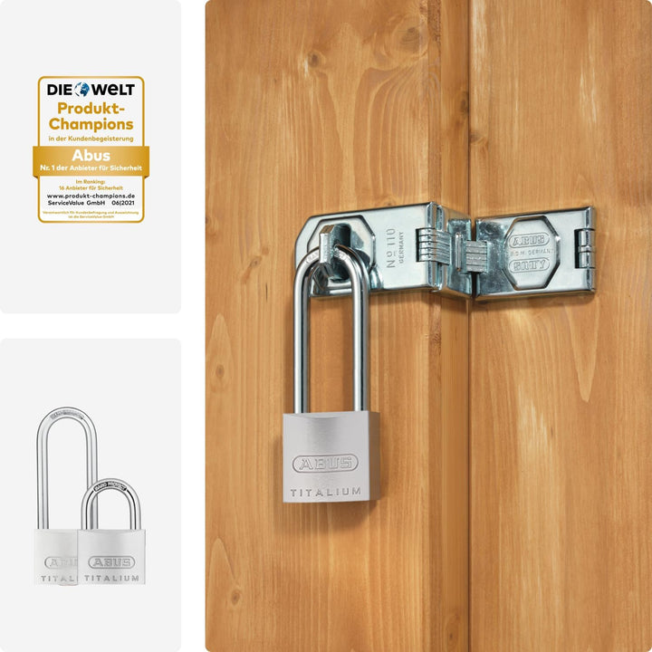 ABUS Vorhängeschloss Titalium 64TI/40 + HB63 - 3er Set, gleichschliessend - Kellerschloss mit Schlos