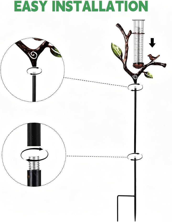 Regenmesser für Garten mit Stab: 87cm Gartendeko Niederschlagsmesser, Regenmesser Frostsicher, Niede