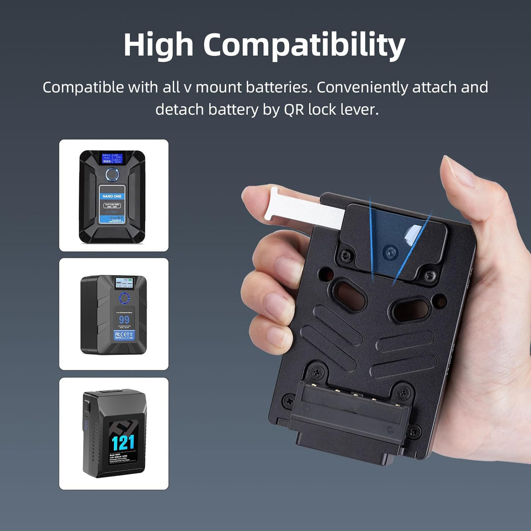 Nitze V Mount Battery Plate,V Mount Akku Batterieplatte mit Zwei 14,8 V/3A D-Tap und einem 8V/3A DC