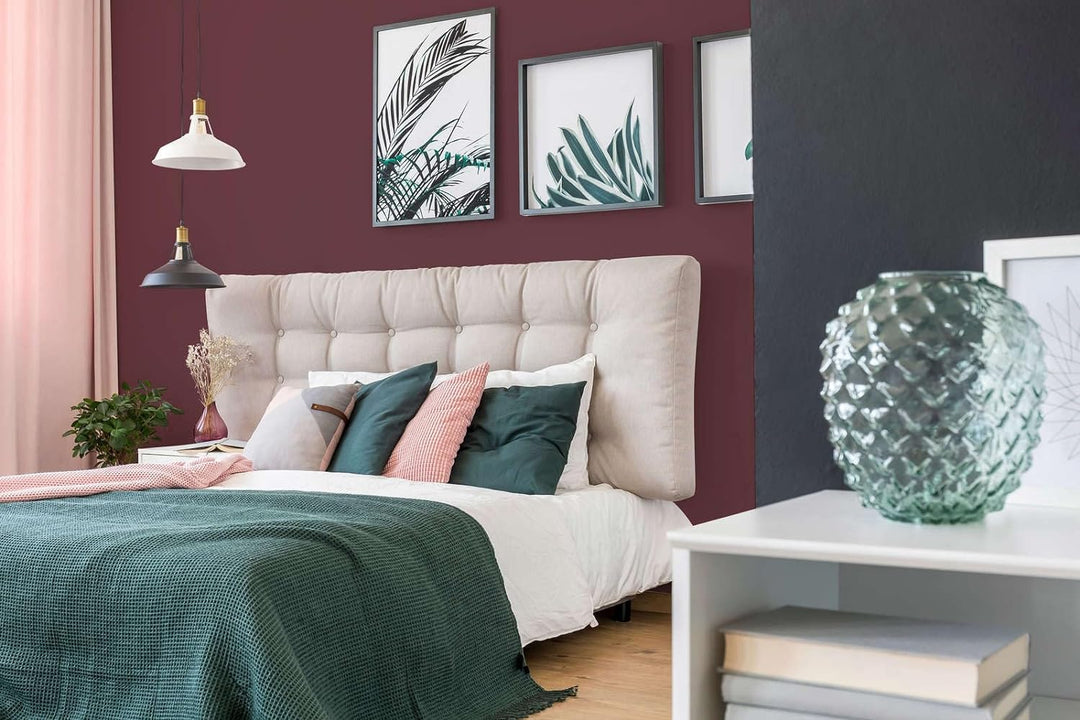 New Walls Premium Wandfarbe Rot, Bordeauxrot Liquid Luxury Dispersionsfarbe für Innenräume – 1 L 100