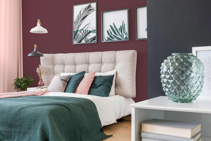 New Walls Premium Wandfarbe Rot, Bordeauxrot Liquid Luxury Dispersionsfarbe für Innenräume – 1 L 100