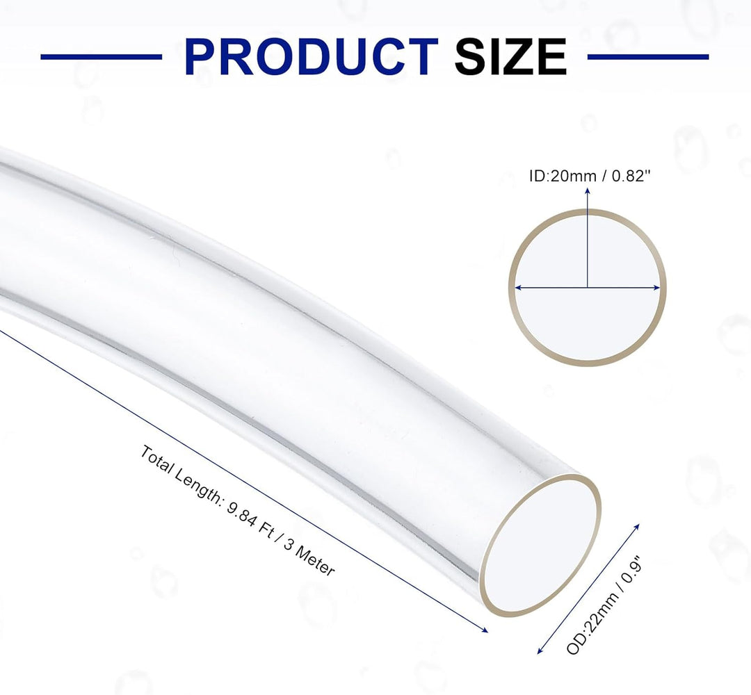QUARKZMAN PVC Schlauch 20mm ID x 22mm OD (3 Meter) - Aquarium Schläuche - Gummischlauch Bierschlauch