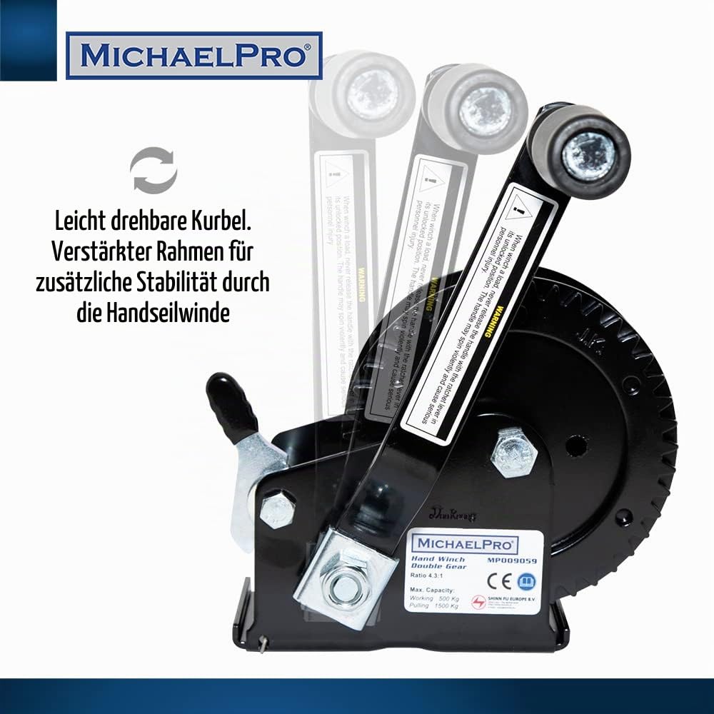 MichaelPro MP009059 Handseilwinde - 1500-kg Seilwinde