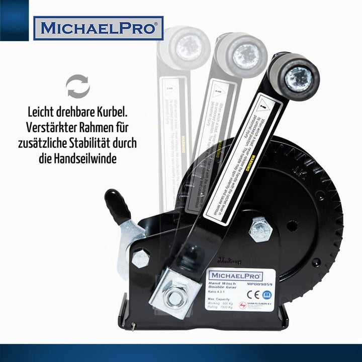 MichaelPro MP009059 Handseilwinde - 1500-kg Seilwinde