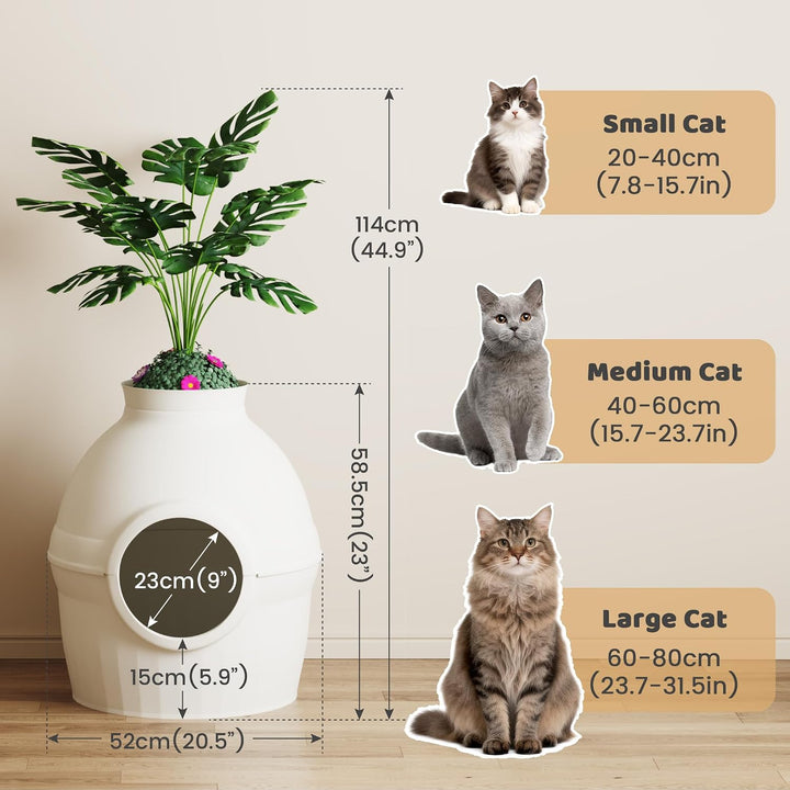 Mondeer Katzenklo Blumentopf mit Pflanze &amp; 2 Schaufeln, Versteckte Katzentoilette XXL mit verstellba