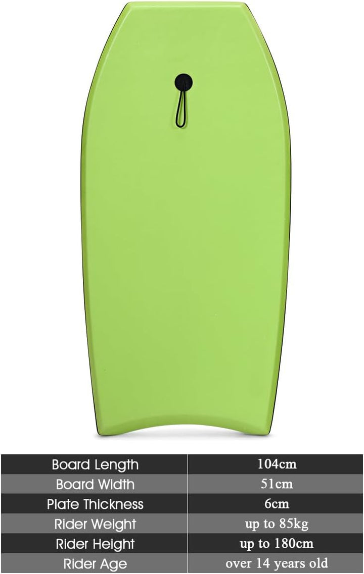 HOMASIS Surfbrett L, Bodyboard aus XPE und HDPE mit Handschlaufe, Halbmond Surfbrett, geeignet ab 14