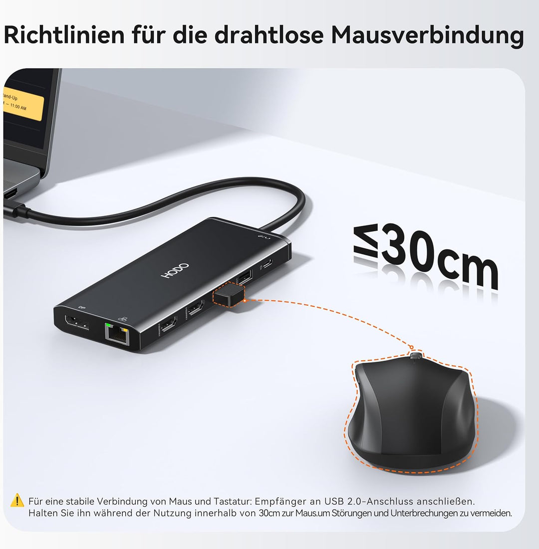HODO Dockingstation Laptop 2 Monitore, Triple Display Docking Station USB-C Hub 14 in 1 mit Dual HDM
