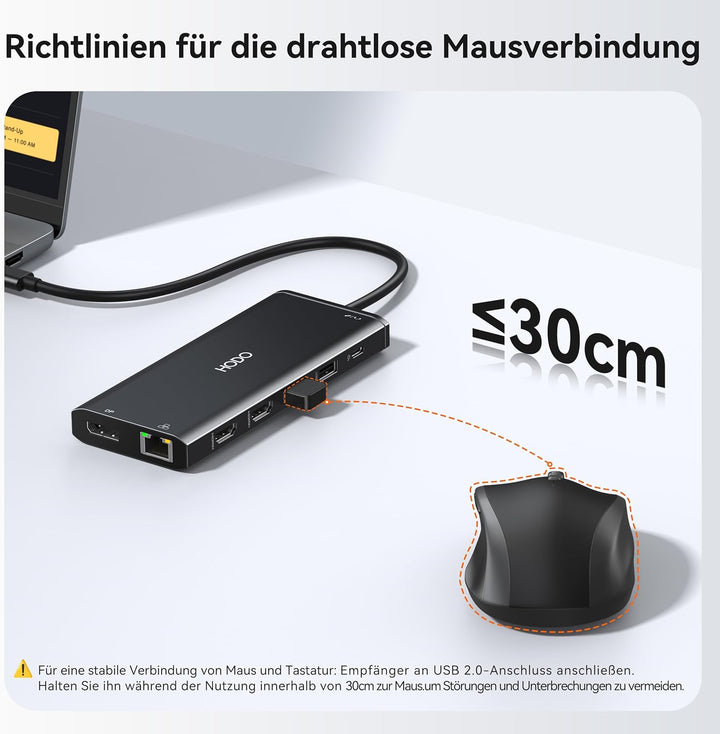 HODO Dockingstation Laptop 2 Monitore, Triple Display Docking Station USB-C Hub 14 in 1 mit Dual HDM