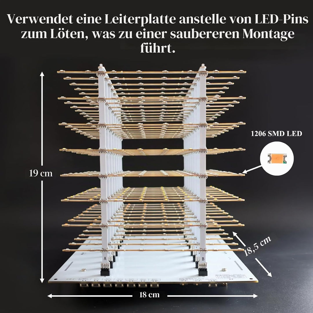 iCubeSmart 3D8P-MULTI, 3D-LED-Würfel-Set, Elektronische Kits, LED Cube Bausatz DIY Kit LED Licht Cub