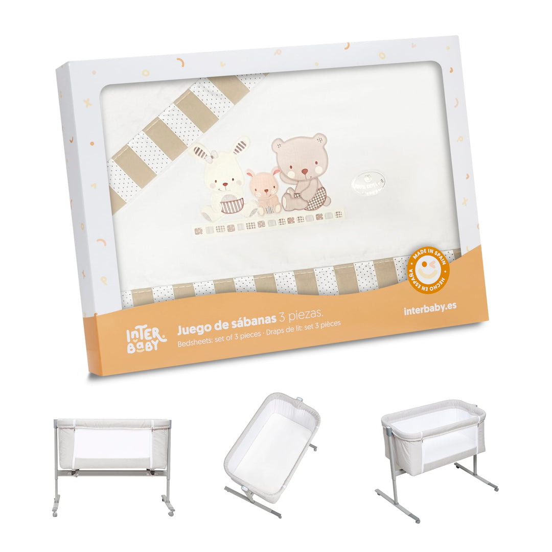 Interbaby 04100-05 Bettwäsche wiege - 100% Baumwolle - Modell: Love, beige, 0.7 kg