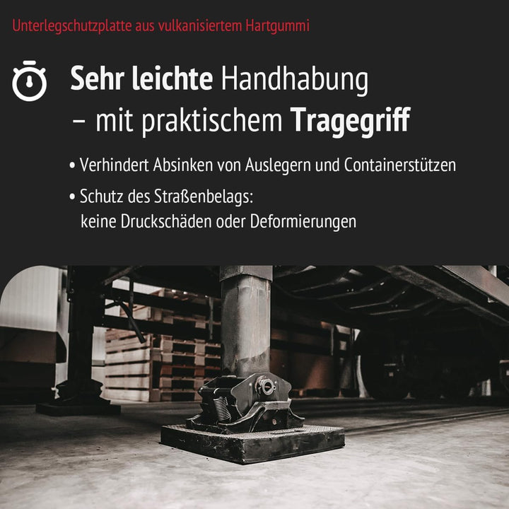 lasiprofi Unterleg-Schutzplatte aus Hartgummi, 400x400x30 mm, für Arbeitsmaschinen, Container, Gerüs