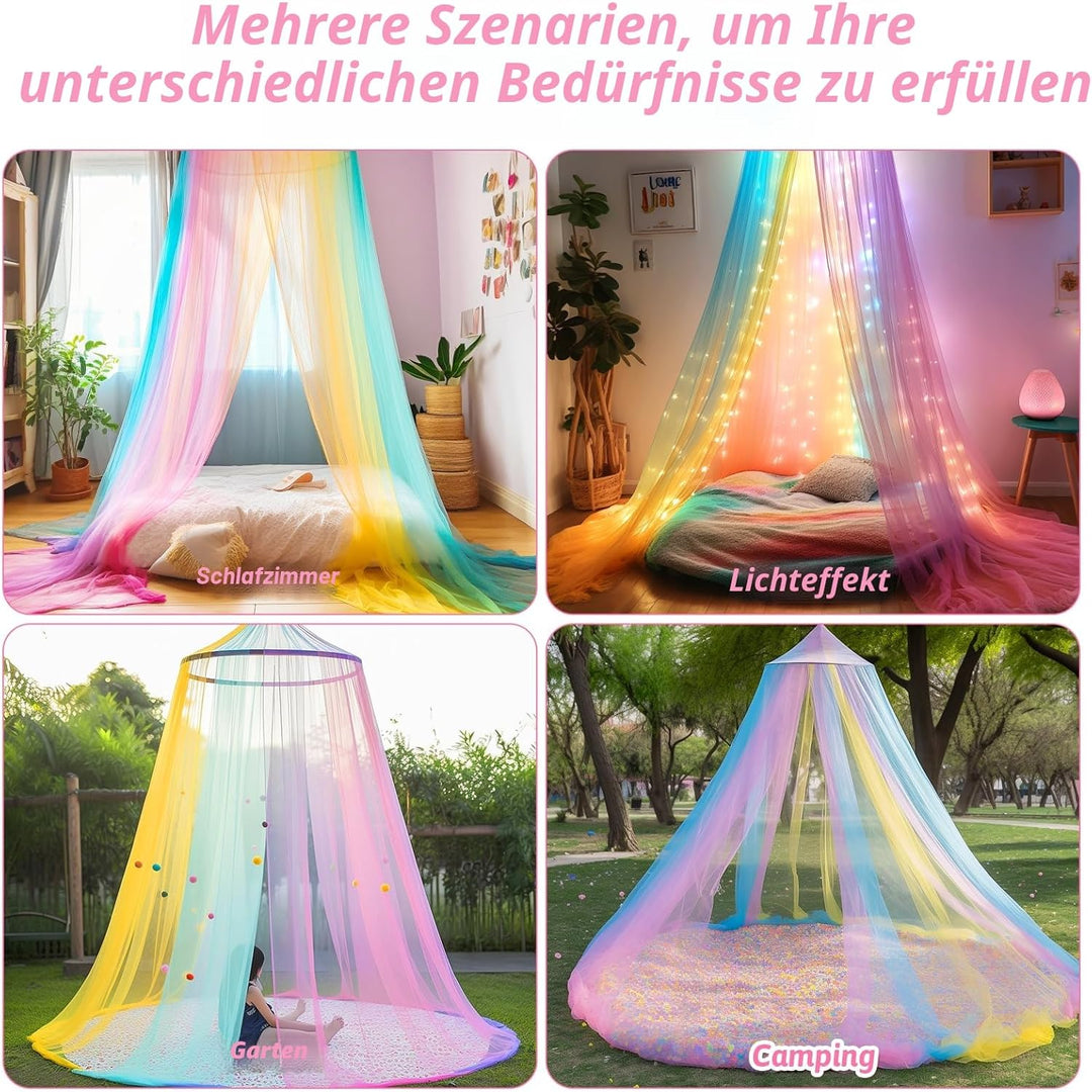 Sublaga Moskitonetz für Bettten, grosses weisses Betthimmel für Mädchen, hängendes Bettnetz, ideal f