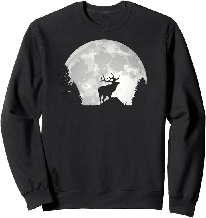 Rothirsch I Rotwild Vollmond Jagd Hirsch Motiv für Jäger Sweatshirt