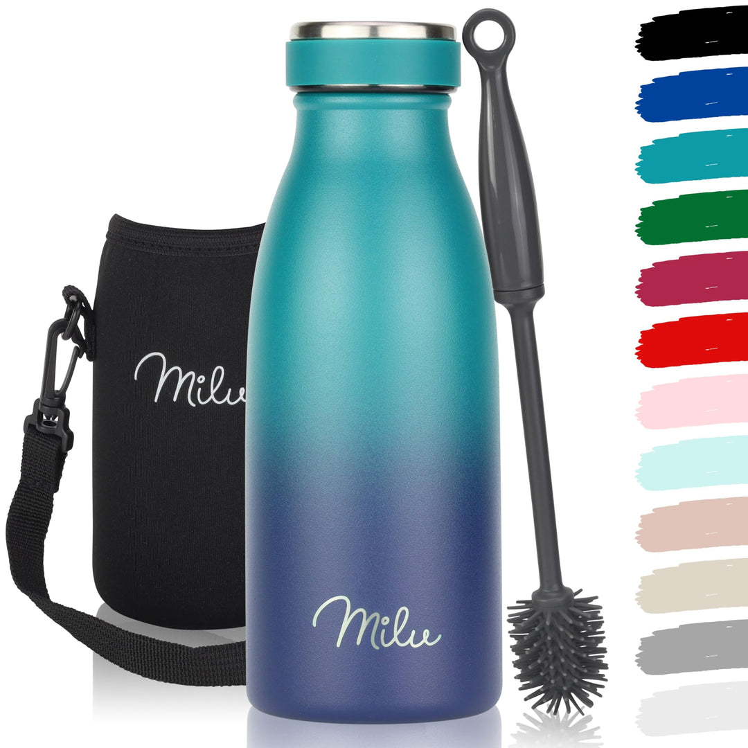 Milu Edelstahl Trinkflasche 350ml, 500ml, 750ml, 1L, 1,5L – Thermosflasche für Kinder Erwachsene aus