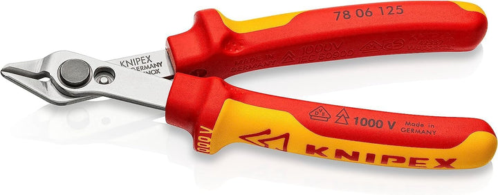 KNIPEX Electronic Super Knips Elektronik-Seitenschneider, 125 mm, VDE, weicher Draht(Kupfer) bis 1,6
