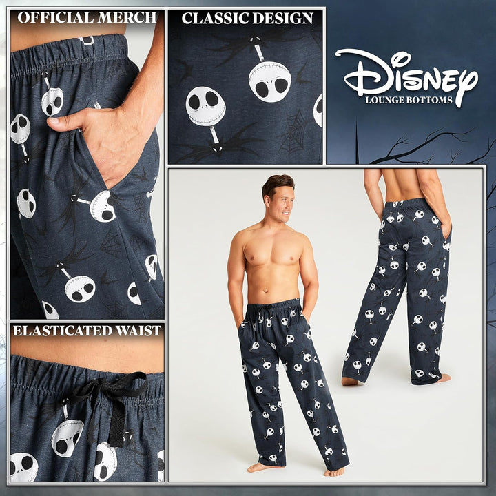 Disney Herren Lang Pyjamahose, Bequeme Loungewear PJs mit Taschen - Geschenke für Ihn, Marine Jack
