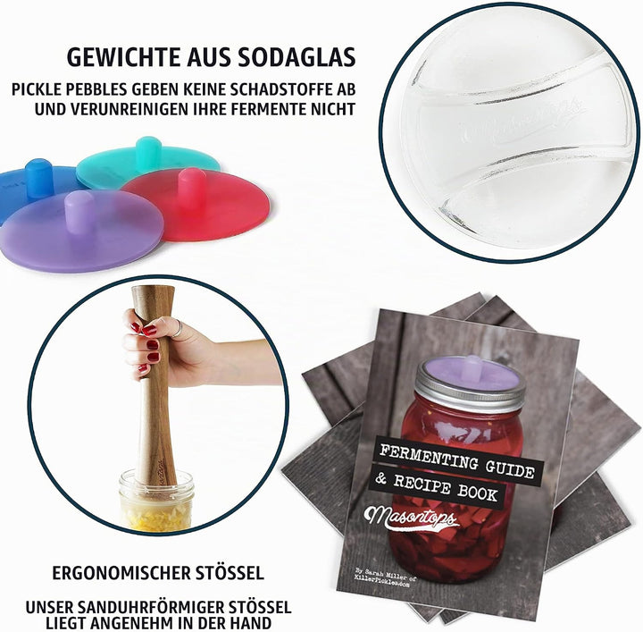 Masontops Komplettes Einmachglas Fermentationskit - Einfaches SMALL/REGULAR Einmachgläser-Gemüseferm