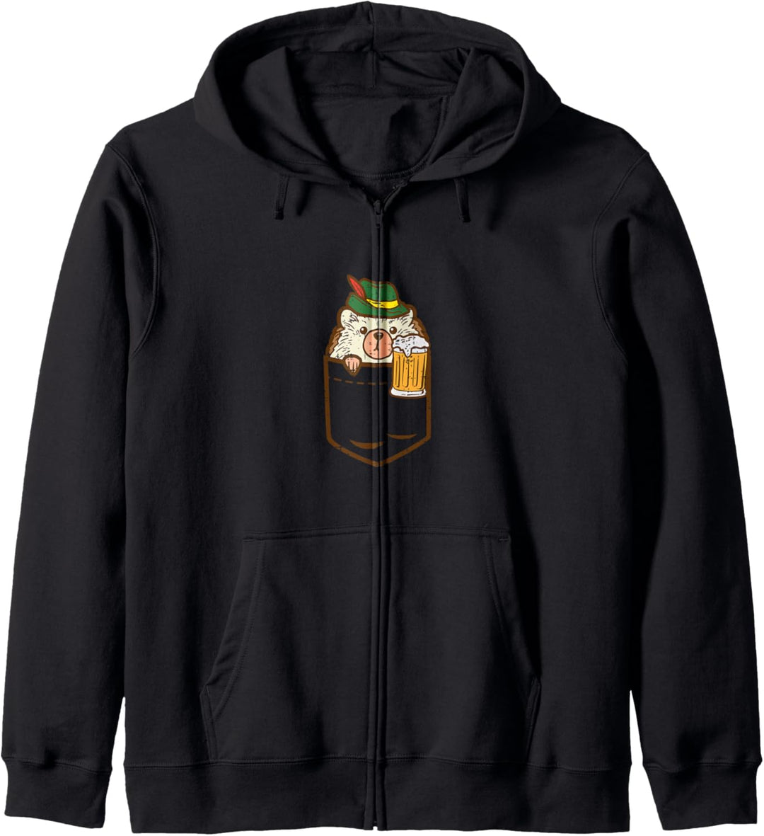 Pocket Deutsch Igel Oktoberfest Bayerisches Tier Männer Frauen Kapuzenjacke
