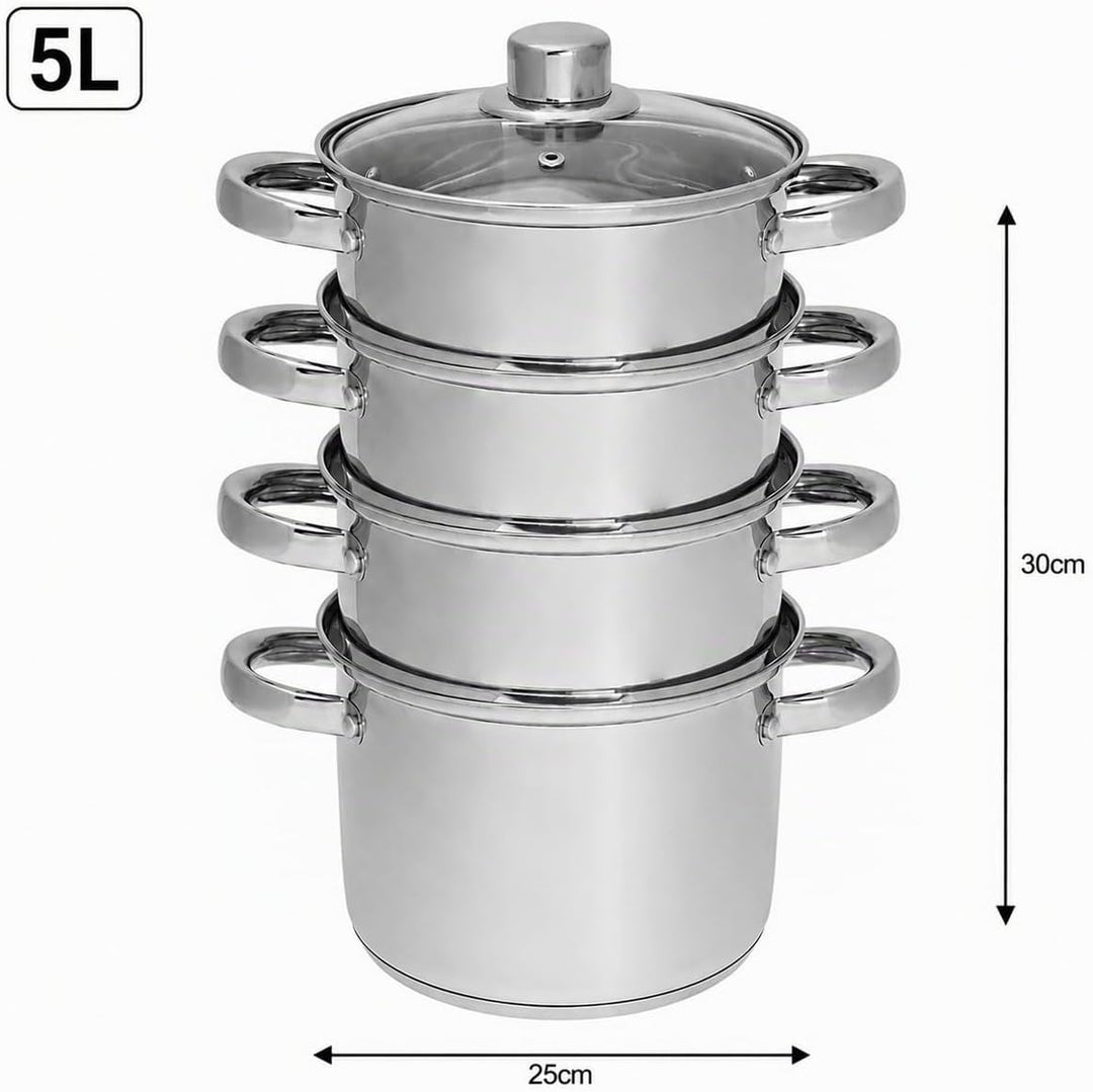 Mantowarka Dampfkocher (Silber, 5Teile) Silber 5Teile, Silber 5Teile