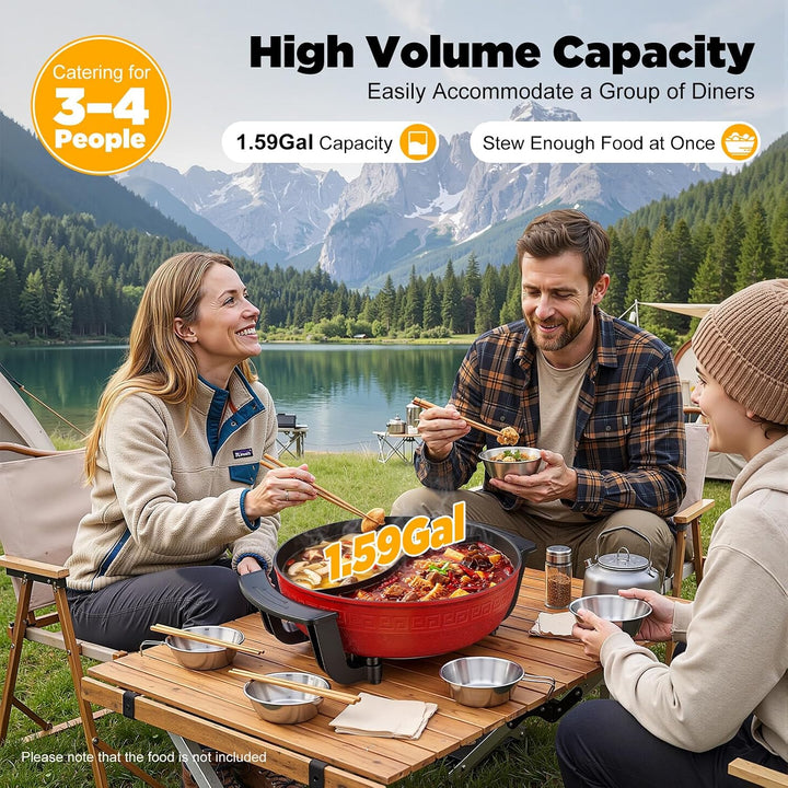 MEHOOSPVN 6L Elektrischer Hot Pot Twin Kochtopf Hot Pot Topf Stieltopf Feuertopf Suppentopf mit Deck