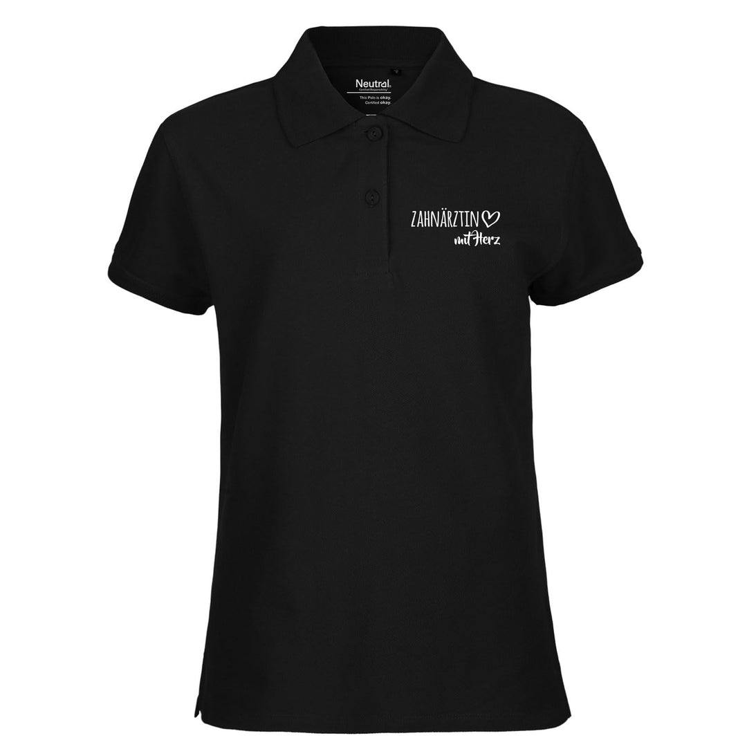 huuraa! Damen Polo Shirt Zahnärztin mit Herz Bio Baumwolle Fairtrade Oberteil Grösse XS-XXL mit Moti