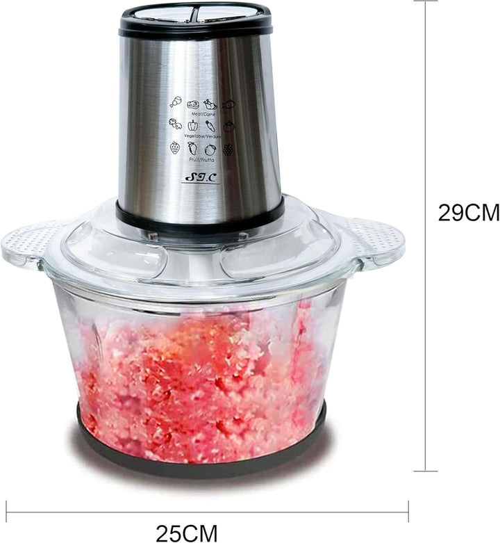 Zerkleinerer Küche Elektrisch 2,5 l aus Glas – 300 W, 4 Edelstahlklingen, 2 Geschwindigkeitsstufen,