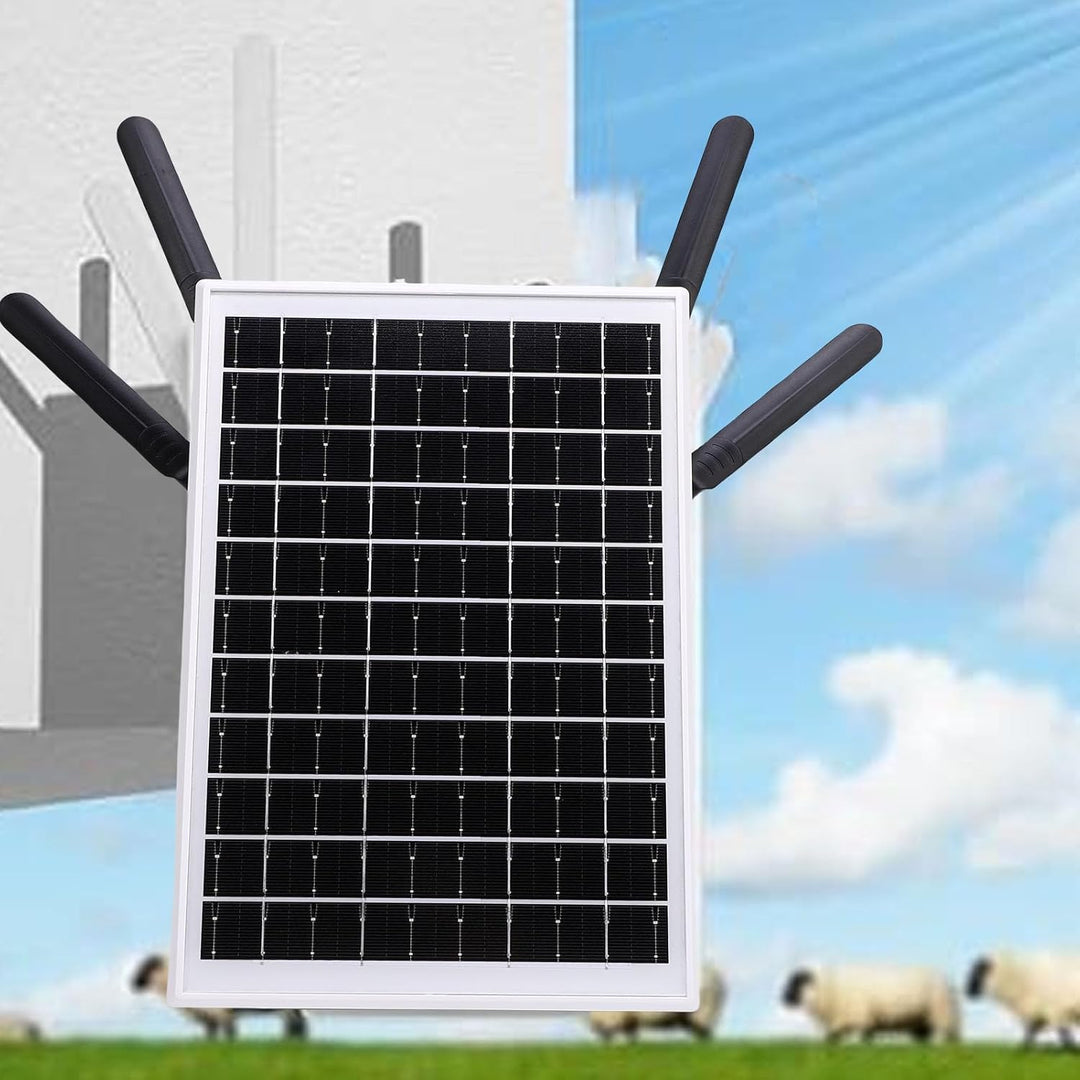 ASHATA 12W Solar Angetrieben 4G LTE -Modemrouter, 300 Mbit/S Solar WiFi 6 Extender mit SIM -Kartenst