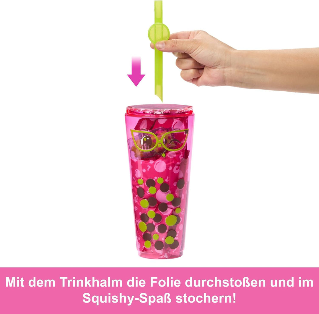 Barbie Pop Reveal Bubble Tea Serie Puppe und Zubehör, duftende Berry-Bliss-Modepuppe mit Haustier, 8