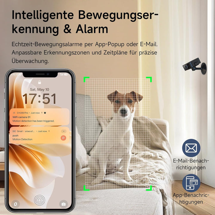 Mini Kamera, 4K HD WLAN Überwachungskamera Innen Für Live Übertragung Handy APP, WiFi Camera Nachtsi