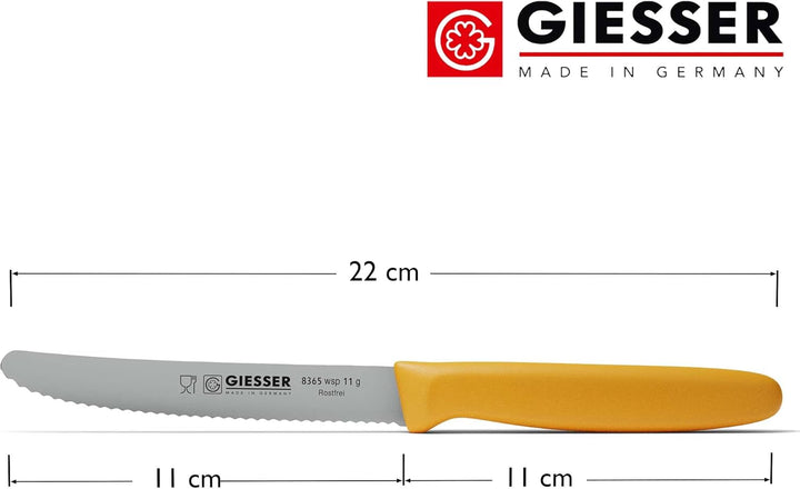 Giesser seit 1776 - Made in Germany - Tomatenmesser 6er Set orange, Klinge 11 cm, rutschfest, kleine