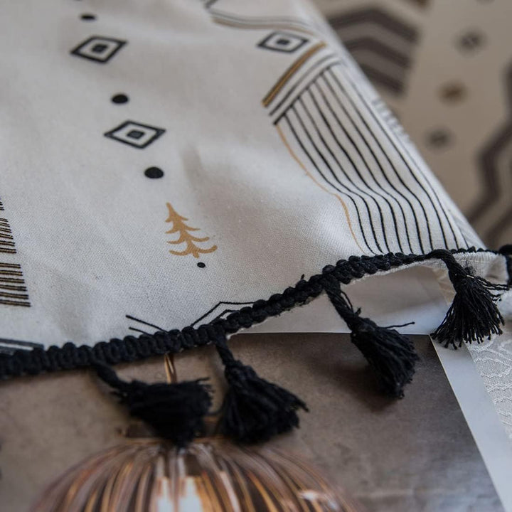 Boho Vintage Gardinen mit Quaste Halbverdunkelungsvorhänge mit Ösen Baumwolle Leinen Dekoschal für W