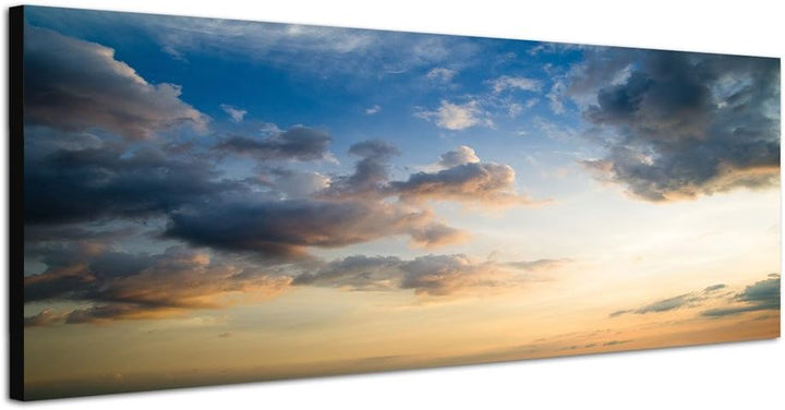 Paul Sinus Art Panoramabild auf Leinwand und Keilrahmen 120x40cm Himmel Wolken Sonnenstrahlen
